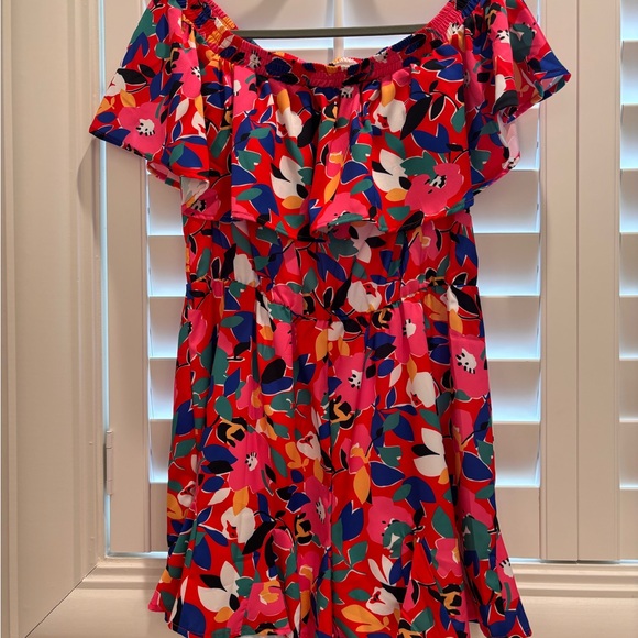 Colorful Floral Off-Shoulder Romper Size M - Picture 3 of 5